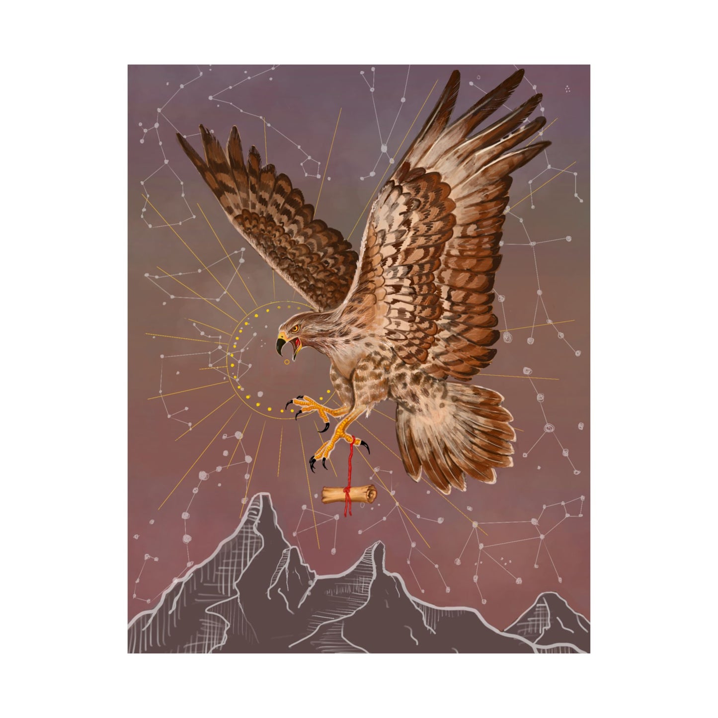 Hawk Spirit Guide—Messenger & Higher Perspective Wall Art
